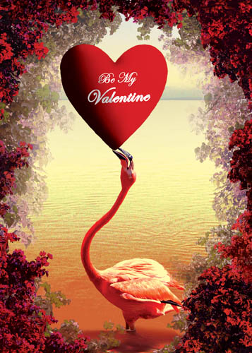 Be My Valentine Flamingo Greeting Card